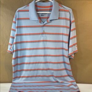 Nike Men's Polo Shirt with Blue and Orange Stripes XL